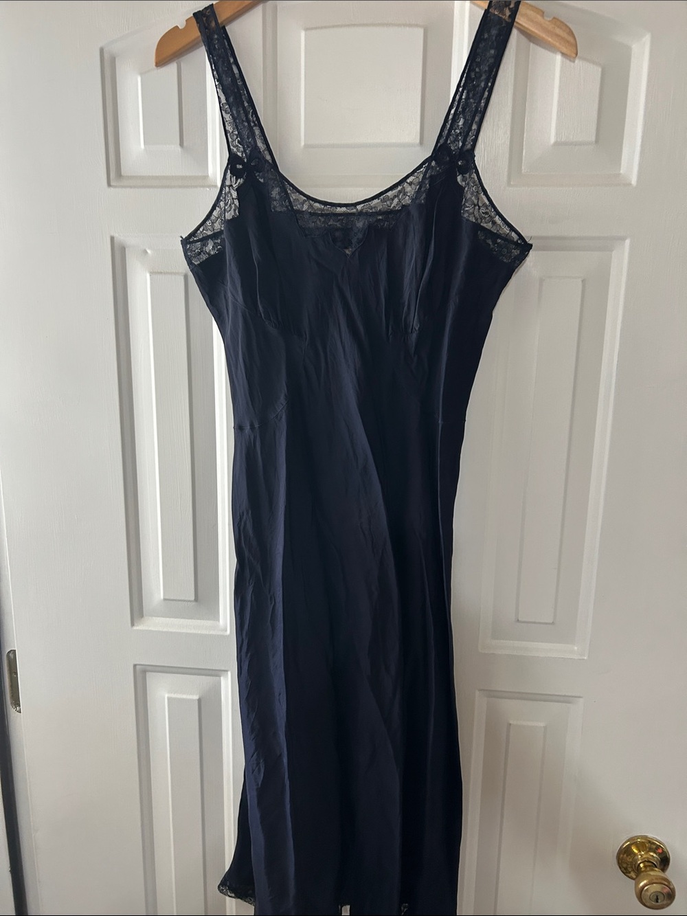 Lace-Trim Navy Slip Dress size 14